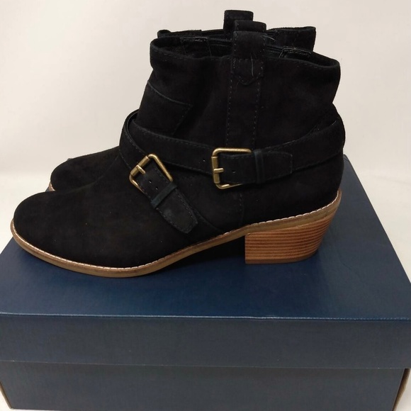 Cole Haan Jensynn Ankle Boots Black Suede Fashion Booties Block Heel Booties 6.5 - Picture 14 of 15